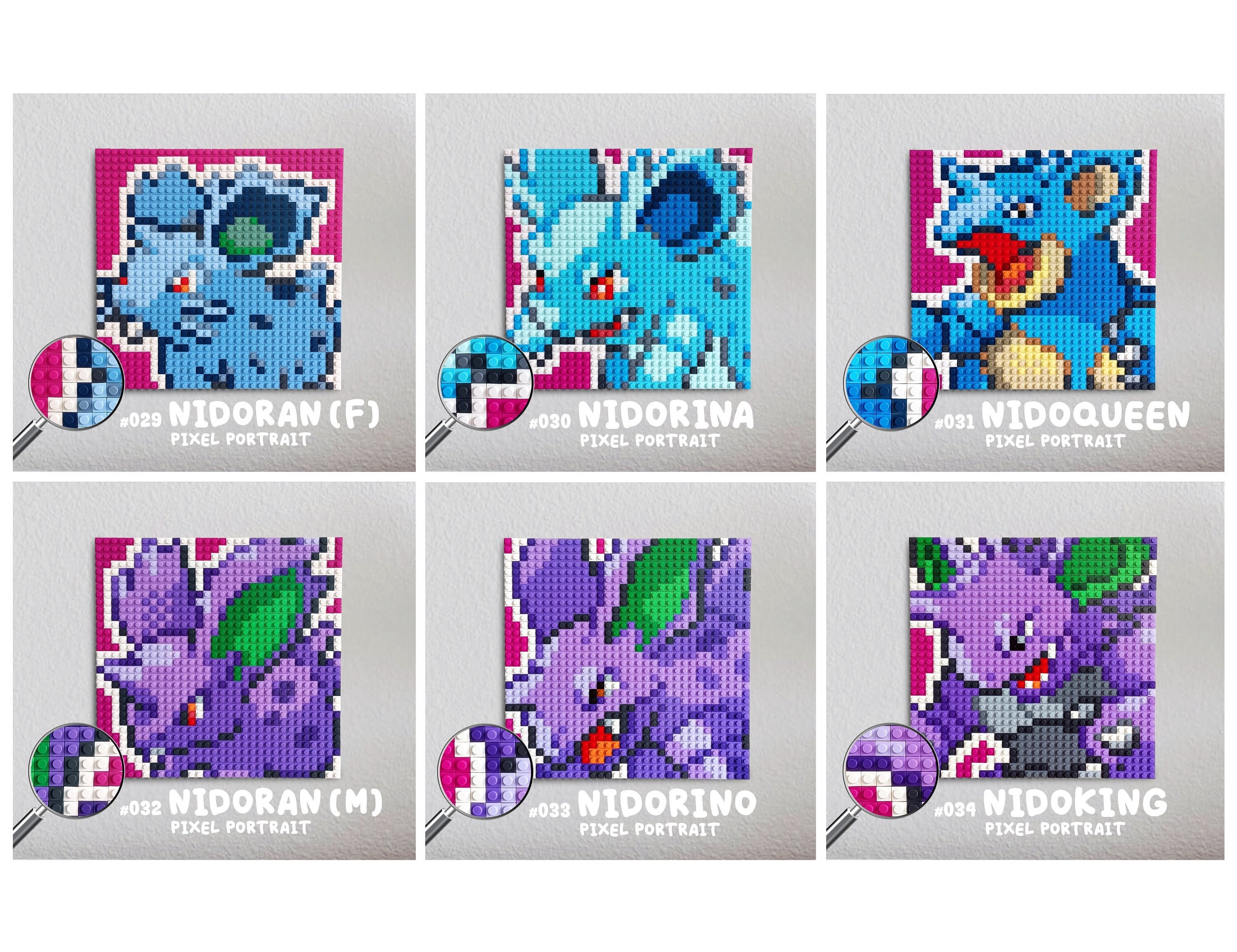 Generation 1 Starters / Pokemon Pixel Art Portraits 