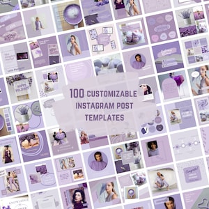 100 Instagram Post | Instagram Vorlagen | Social Media Vorlagen | Canva Instagram Post Vorlagen | Lila Vorlagen