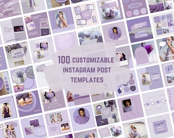 100 Instagram Post | Instagram Templates | Social Media Templates | Canva Instagram Post Templates | Purple Templates