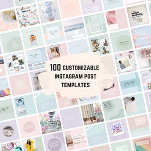 100 Instagram Post | Instagram Templates | Social Media Templates | Canva Instagram Post Templates | Pastel Templates | Pastel Colour