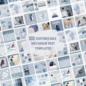 100 Instagram Post | Instagram Templates | Social Media Templates | Canva Instagram Post Templates | Blue Templates