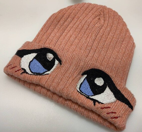 Anime Eyes Beanie female Blue Eyes | Etsy
