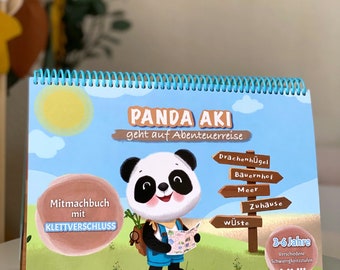 Quiet Book - Panda Aki se va de viaje de aventuras - libro de actividades + cierre de velcro