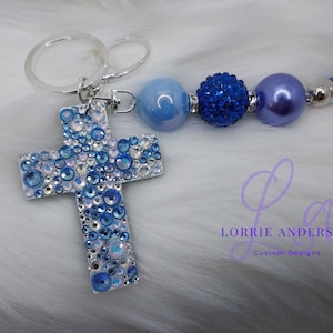 Custom Rhinestone and Bubblegum Bead Keychain