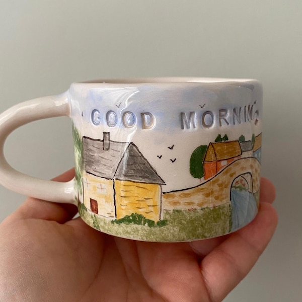 Handmade Ceramic Coffee Mug: Illustrated, Home Mug
