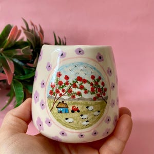 Tazza in ceramica fatta a mano: tazza da caffè, motivo floreale