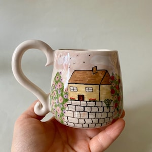 Handmade Ceramic Coffee Mug: Home Mug, Illustration