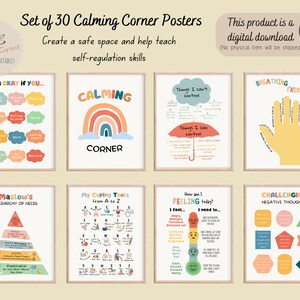 Set of 30 Calming Corner Posters,coping Techniques Wall Art for Kids ...