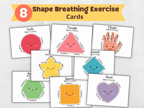 Shape Breathing Activities for Kids, Mindfulness Breathing, Finger Tracing Cards, Calming Corner, Coping Techniques