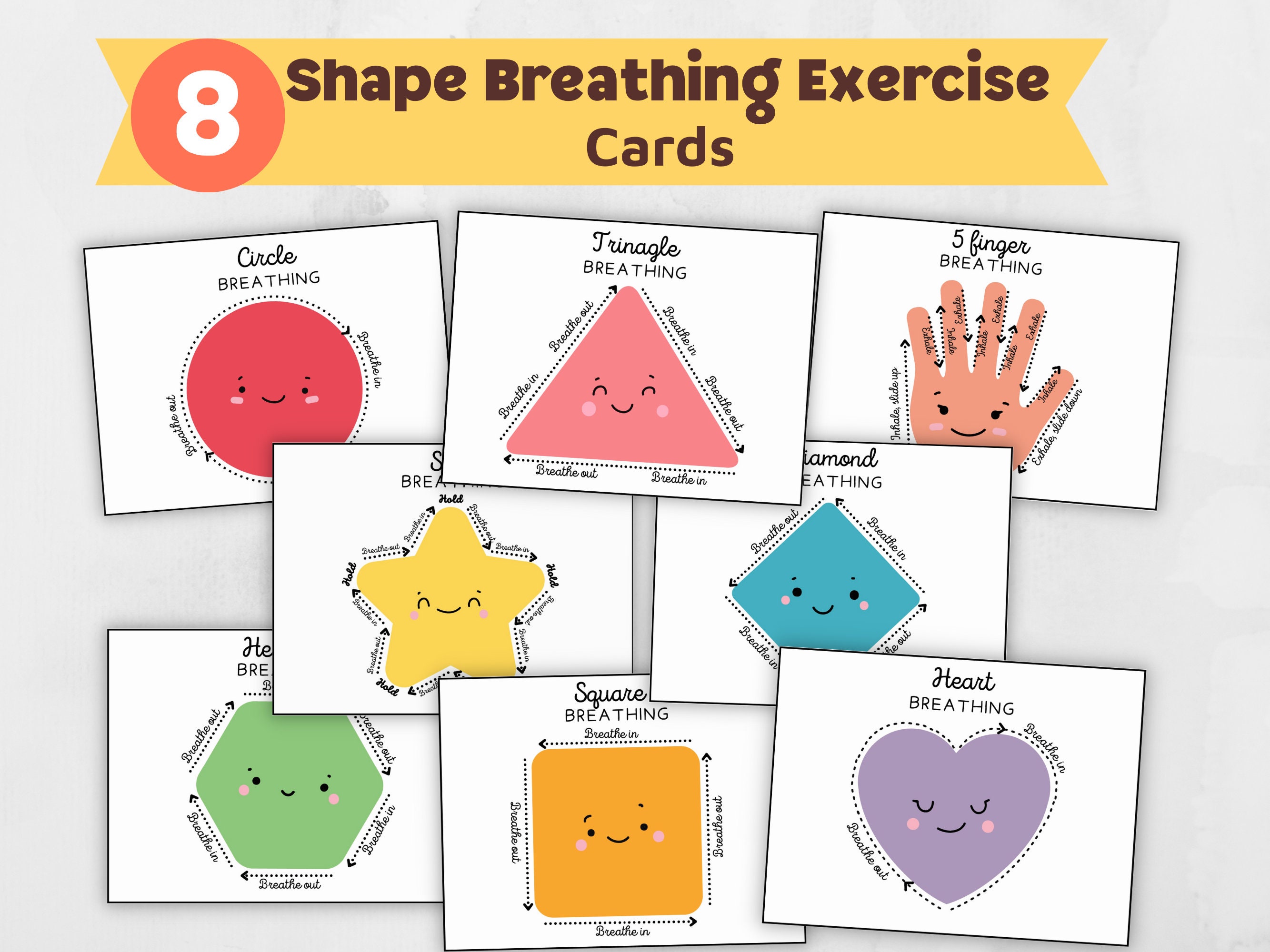 Shape Breathing Activities for Kids, Mindfulness Breathing, Finger