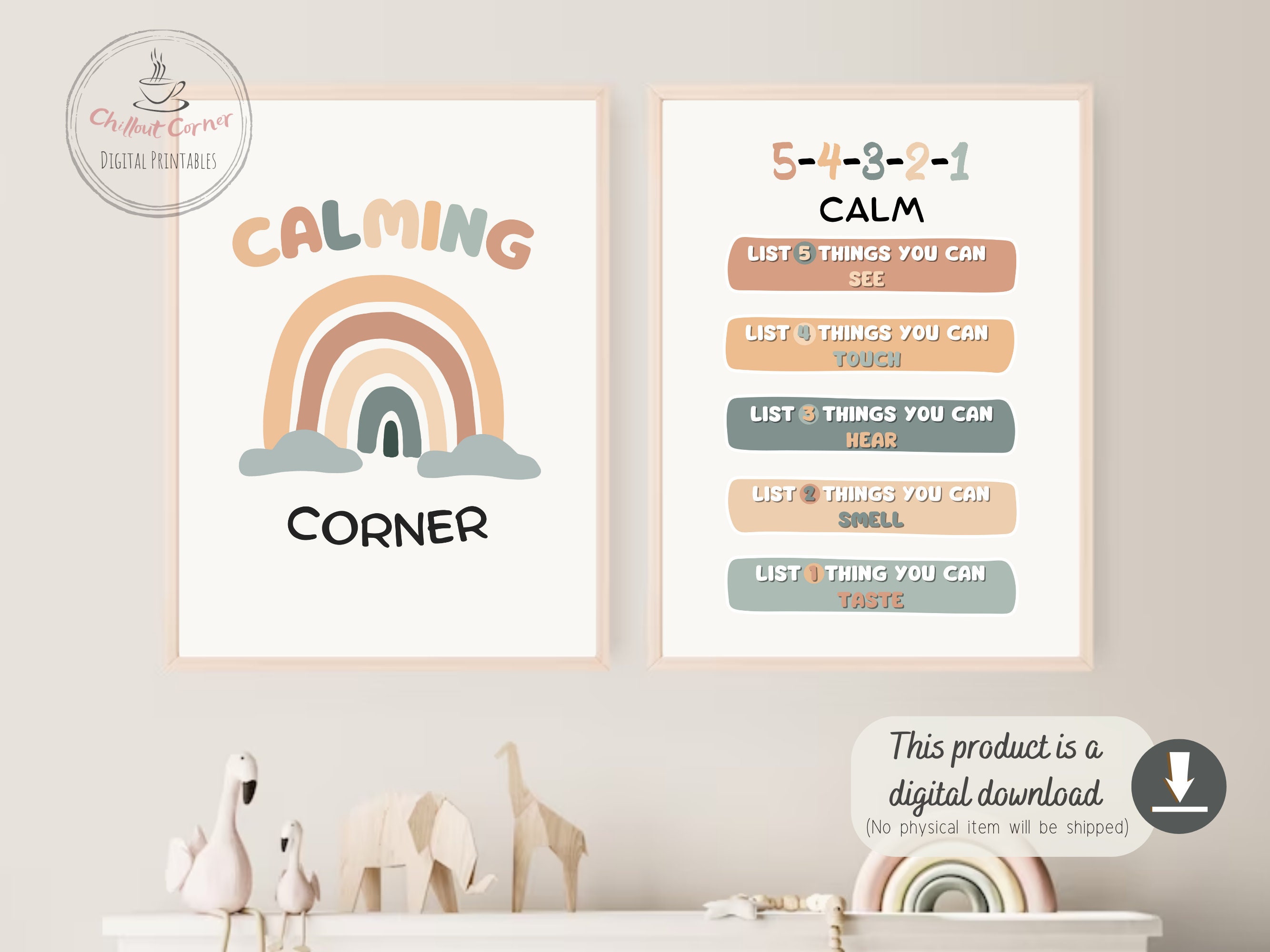 Set of 12 Soft Boho Calming Corner Posters, Coping Techniques Wall Art ...