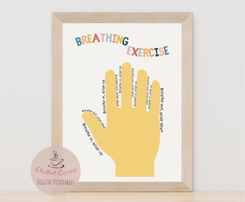 Finger Tracing Breathing Exercise Poster, Calming Techniques