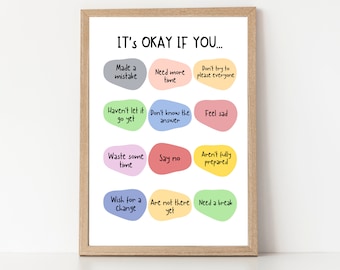 It's ok if you…, Counseling Wall Art, Positive Affirmations, Positive Classroom Decor, Positive thinking, Mindfulness, Mental health