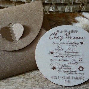 Carte «Merci nounou» en bois personnalisée - Cadeau nounou- Carte bois nounou - Affiche nounou -