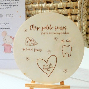 Assiette de «La Petite Souris» en bois- La petite souris- Plateau Père Noel- Carte étape bois- Dent de lait