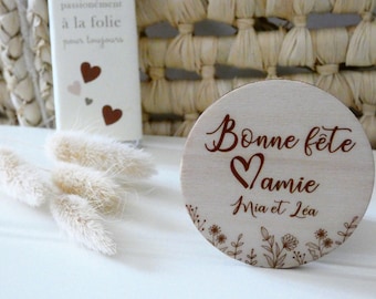 Le petit magnet en bois personnalisés « Bonne fête Mamie » - Cadeau Mamie - Bonne fête Mamie - fête des grands mères -