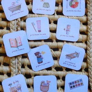 Carte routine- Carte étape bébé-Routine matin/soir/quotidien pour enfant- Carte étape bébé bois-Montessori