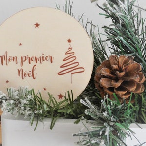 Médaillon en bois personnalisé « Mon premier (deuxiéme,troisième…)Noël »- Carte étape bébé bois- Mon premier noël