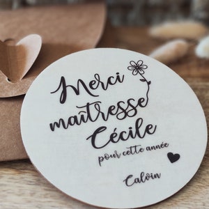 Carte «maîtresse» en bois personnalisée - Cadeau maîtresse- Carte bois maîtresse-Affiche maîtresse - Cadeau fin d'année -