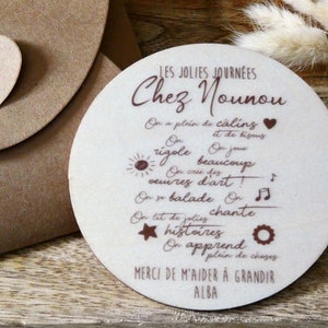 Carte «Merci nounou» en bois personnalisée - Cadeau nounou- Carte bois nounou - Affiche nounou - image 2