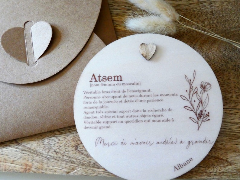 Personalized wooden atsem card Atsem gift Atsem wooden card Atsem poster End of year gift image 1