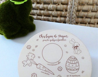 Assiette «Lapin de Pâques en bois» - Plateau lapin de Pâques- Pâques- Lapin de pâques - Lapin en bois