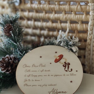 Assiette de «La tétine pour le père noël » en bois - Plateau Père Noël - Carte étape bébé bois- Je me sépare de ma tétine