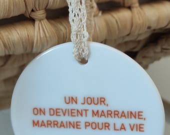 Nos jolis médaillons en céramique «Marraine» - affiche marraine-Cadeau marraine - Cadeau marraine Noel