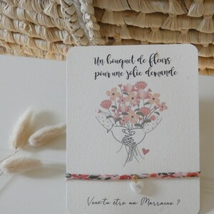 Nos jolies cartes messages «bracelet à nouer demande marraine» Cadeau marraine- Demande marraine