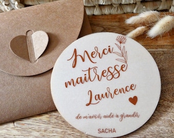 Card "Thank you mistress-Nanny-Atsem" in personalized wood - Master gift- Master wood card-Master poster - End of year gift -