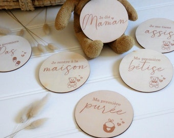 Wooden baby milestone cards "My first times"