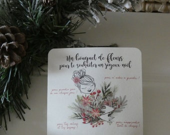 Nos jolies cartes messages bracelet à nouer «Joyeux Noël maîtresse/nounou/atsem/mamie…» Cadeau maîtresse-Carte maîtresse