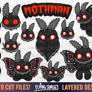 Cute Mothman Cryptid SVG, Mothman Clipart Cut Files, Kawaii Cricut PNG, Spooky Urban Monster Sticker, Creepy Wing Decal, I Believe Shirt DXF