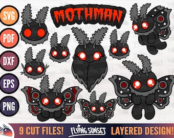 Cute Mothman Cryptid SVG, Mothman Clipart Cut Files, Kawaii Cricut PNG, Spooky Urban Monster Sticker, Creepy Wing Decal, I Believe Shirt DXF