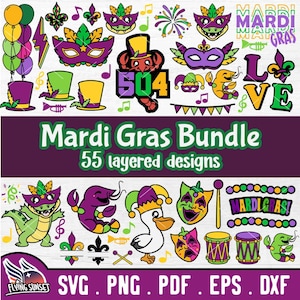 Mardi Gras SVG PNG, Cute Mardi Gras Clipart, Layered Fat Tuesday Cut Files, 504 New Orleans Sticker, Sublimation Cricut Shirt eps pdf DXF