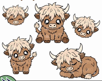 Boy Highland Cow SVG, Layered Cut Files for Cricut, Printable PNG