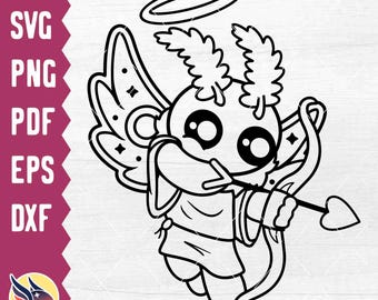 Cupid Mothman Outline SVG, Valentines Day Cryptid Clipart, Mothman Coloring Page Printable, Cryptozoology Digital Download, Cricut Cut File