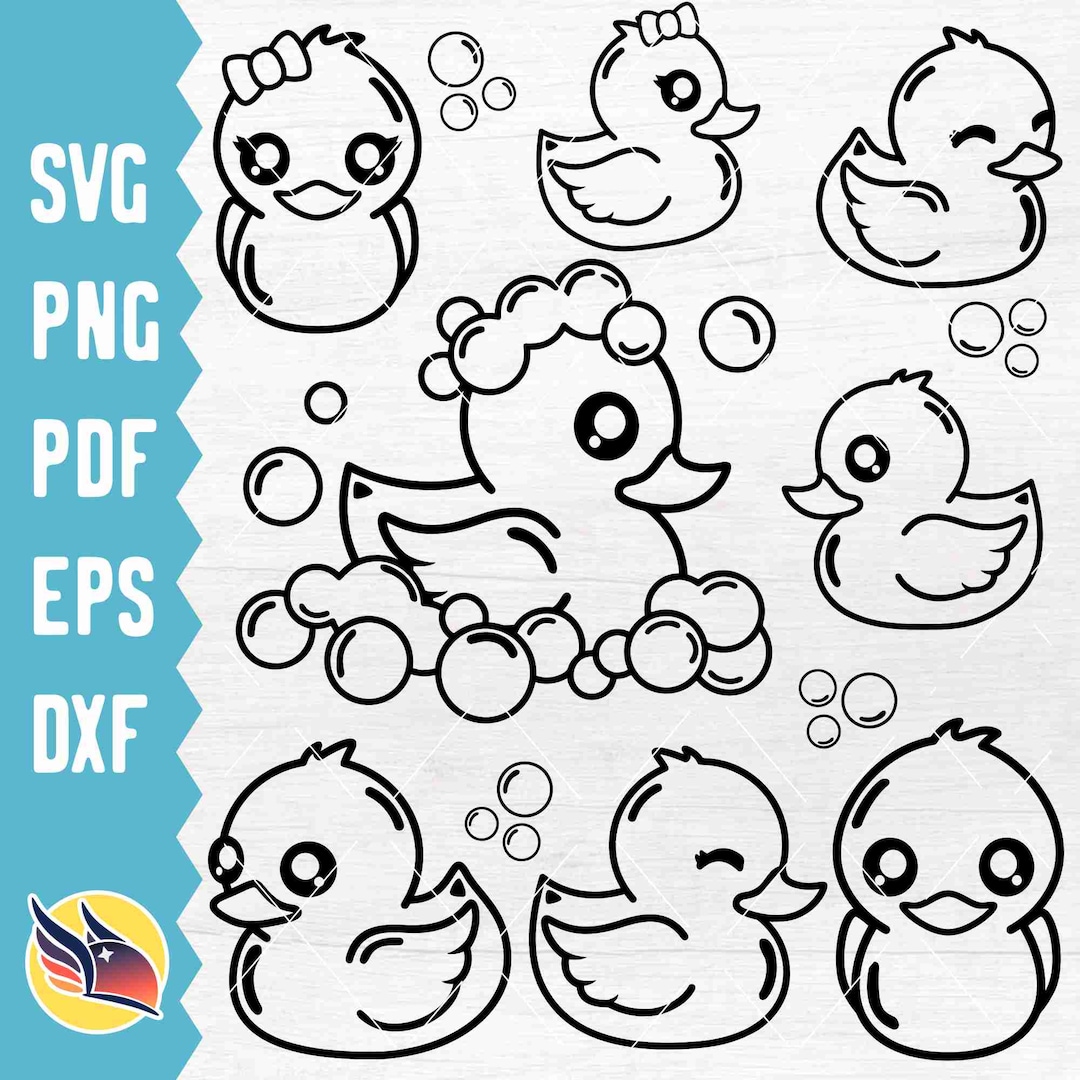 Rubber Duck Outline SVG, Rubber Ducky Clip Art, Cute Duck Silhouette ...