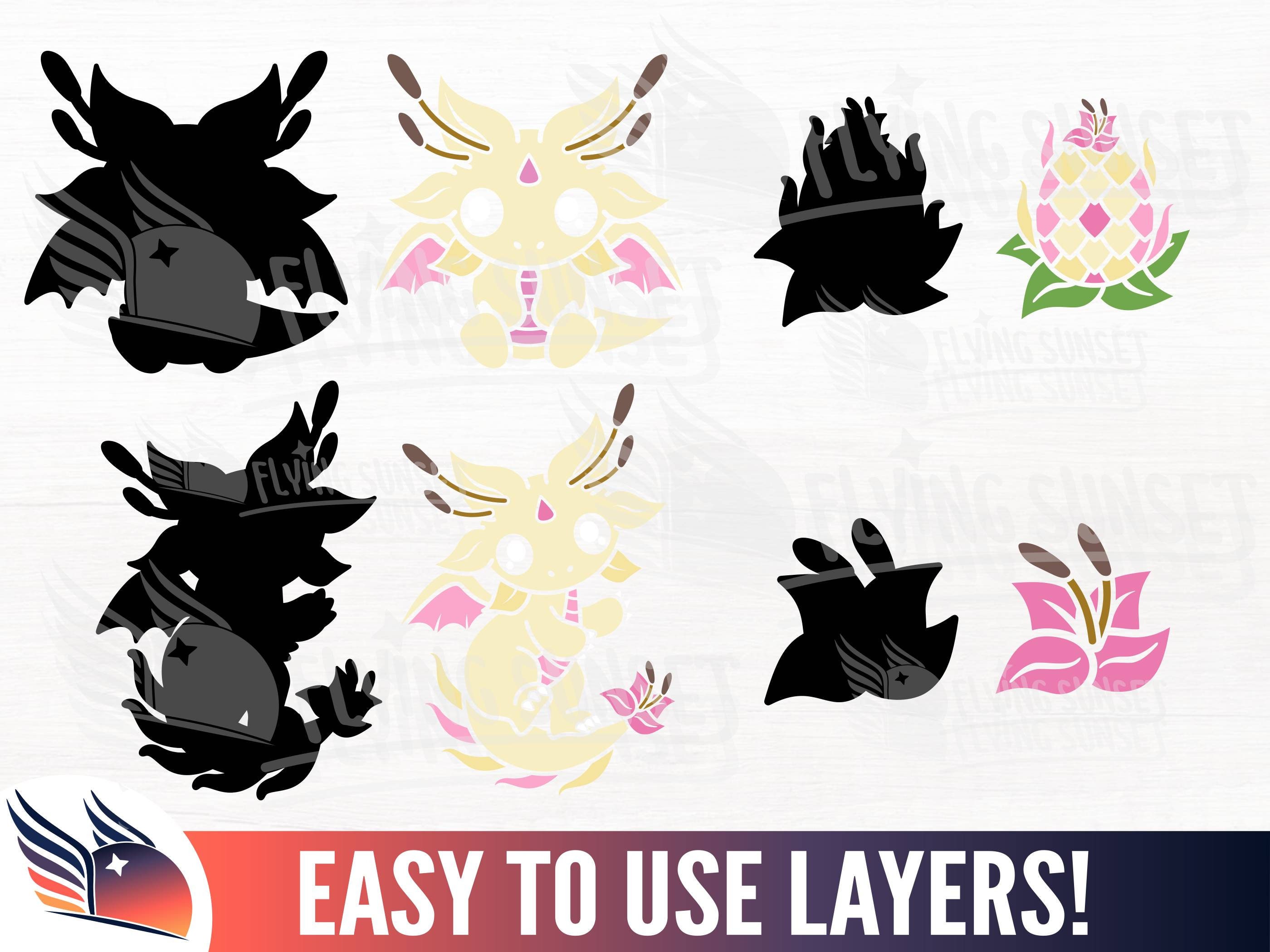 Baby Flower Dragon SVG Cute Dragon Clipart PNG Kawaii - Etsy
