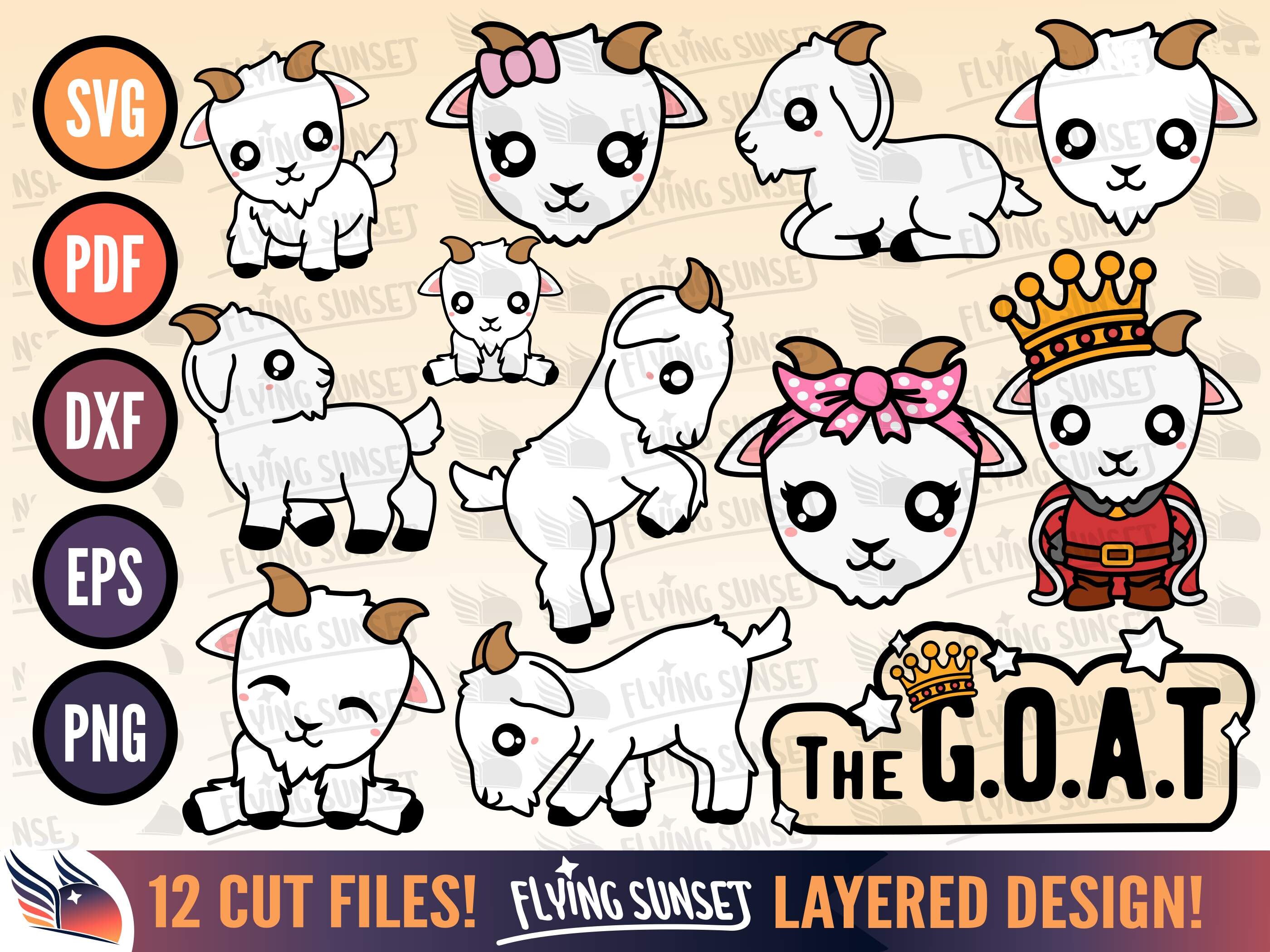 Cute Goat SVG PNG Baby Goat Clipart Kawaii Girl Goat Cut Etsy
