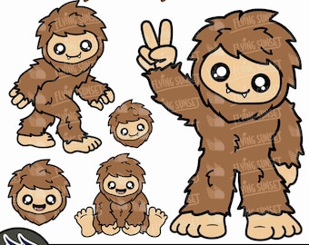 Cute Bigfoot SVG Cut File, Sasquatch Printables PNG