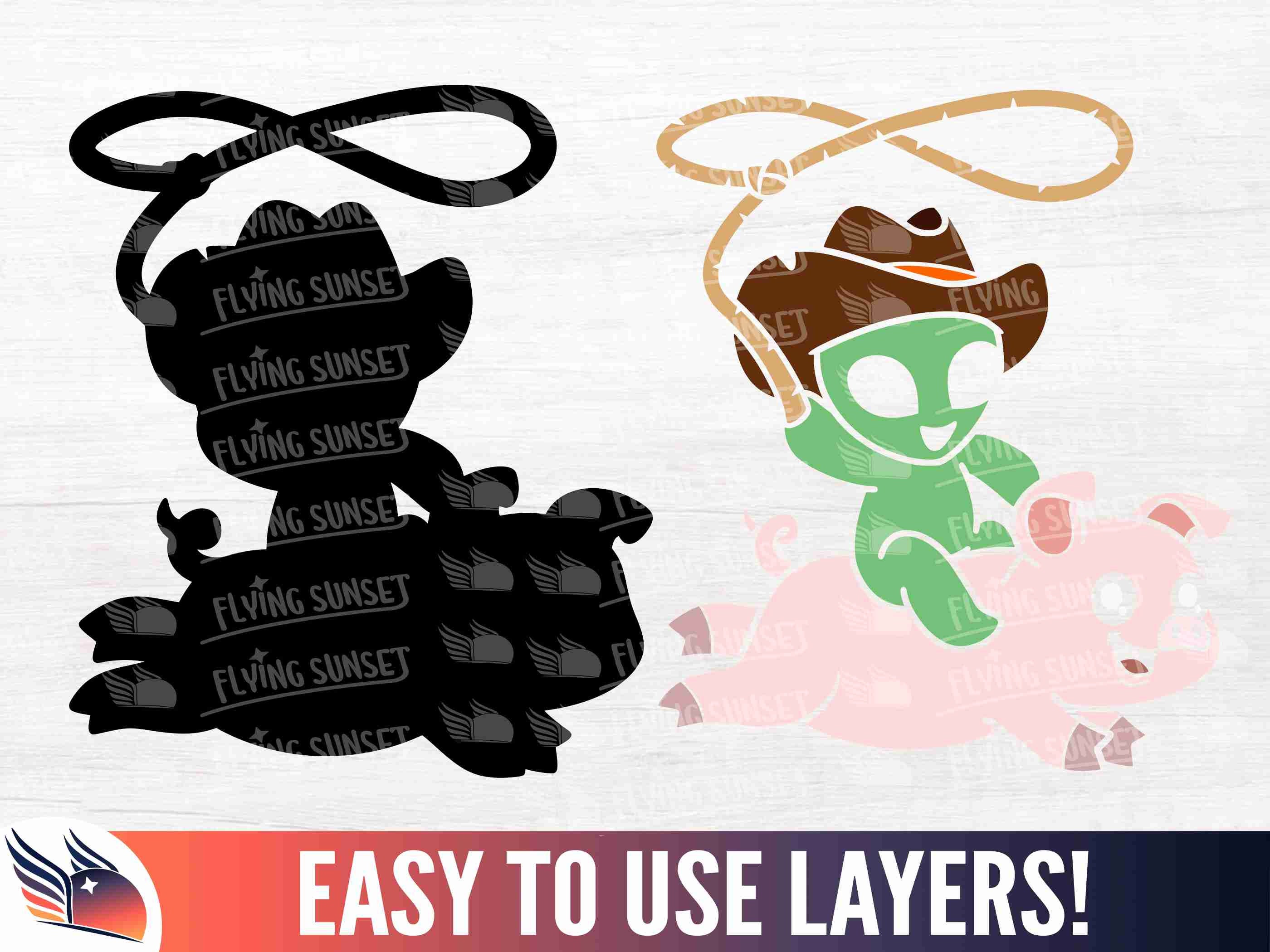 Cute Alien Cowboy SVG, Alien Riding A Pig Clipart, Howdy Partner ...