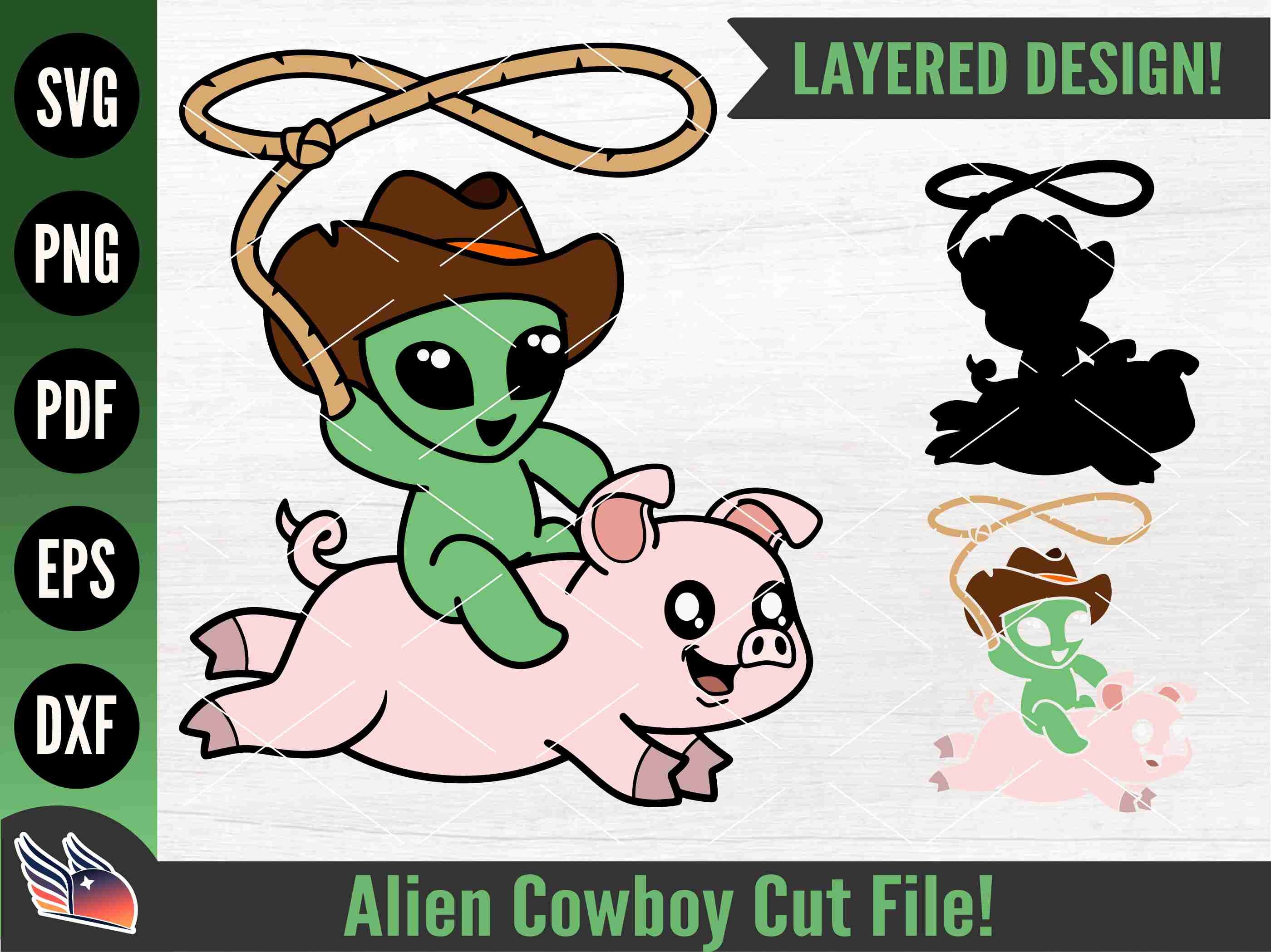 Cute Alien Cowboy SVG, Alien Riding A Pig Clipart, Howdy Partner ...