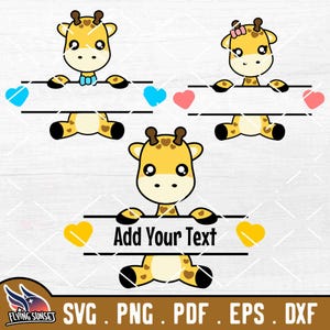 Giraffe Monogram SVG, Cute Giraffe Clip Art, Giraffe Name Label PNG, Safari Jungle Printable, Layered Cut File Cricut, Zoo DXF