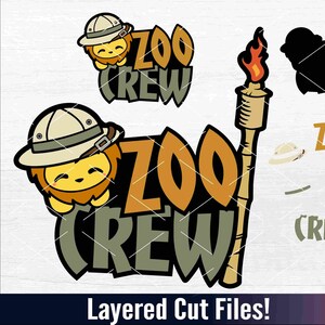 Zoo Crew SVG, Jungle Animal Clipart, Child Safari Party Decal, Birthday Cut Files, Cricut Vinyl Iron On Shirt, Sublimation Print pdf PNG DXF