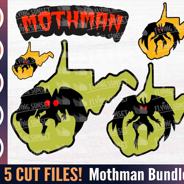 Mothman West Virginia SVG PNG, WV Mothman Clipart Cut Files, Kawaii Printable Cricut, Spooky Urban Monster Sticker, Creepy Goth Decal dxf