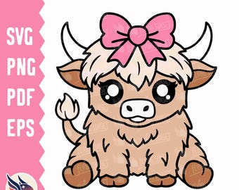 Highland Cow Girl SVG, Animal Wall Art Cut File