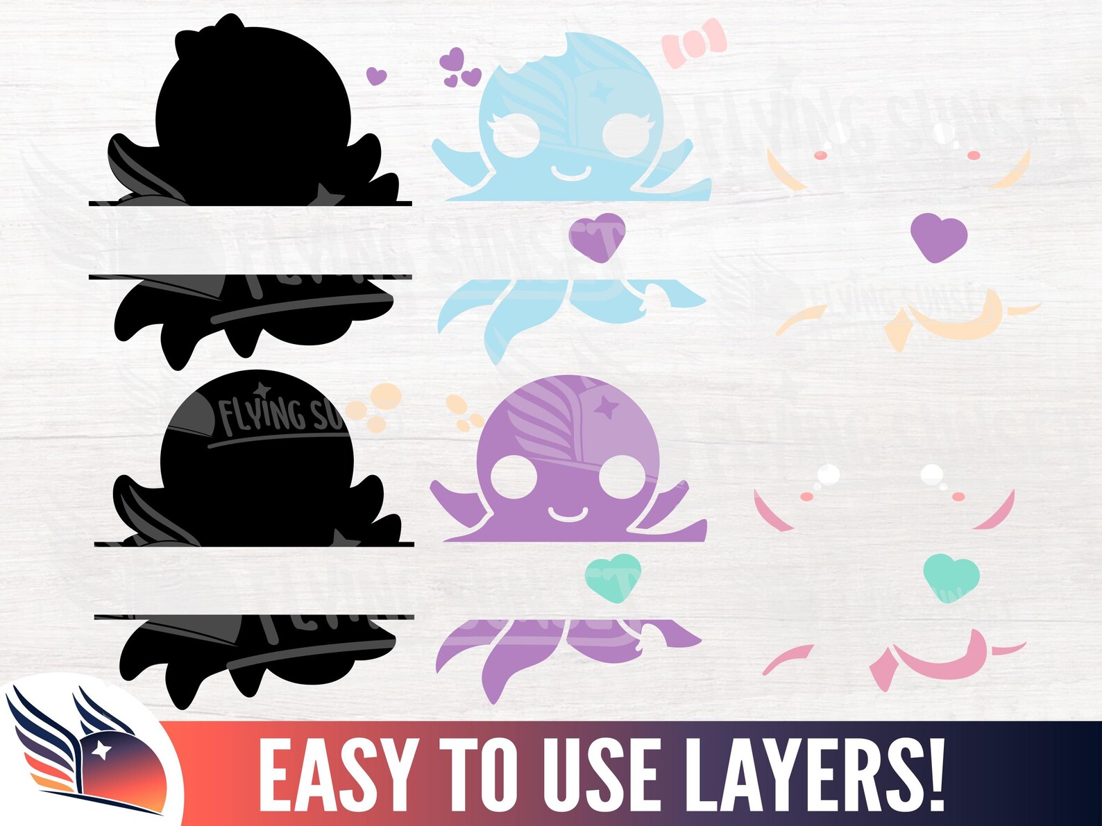Cute Octopus Monogram SVG, Baby Octopus Svg, Kawaii Ocean Clipart ...