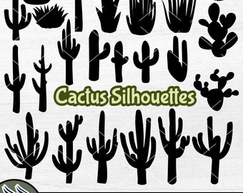 Cactus Silhouette SVG, Desert Cactus Clipart, Cactus Cut File, Saguaro svg, Succulent svg, Desert Landscape Outline, Cacti Arizona DXF EPS