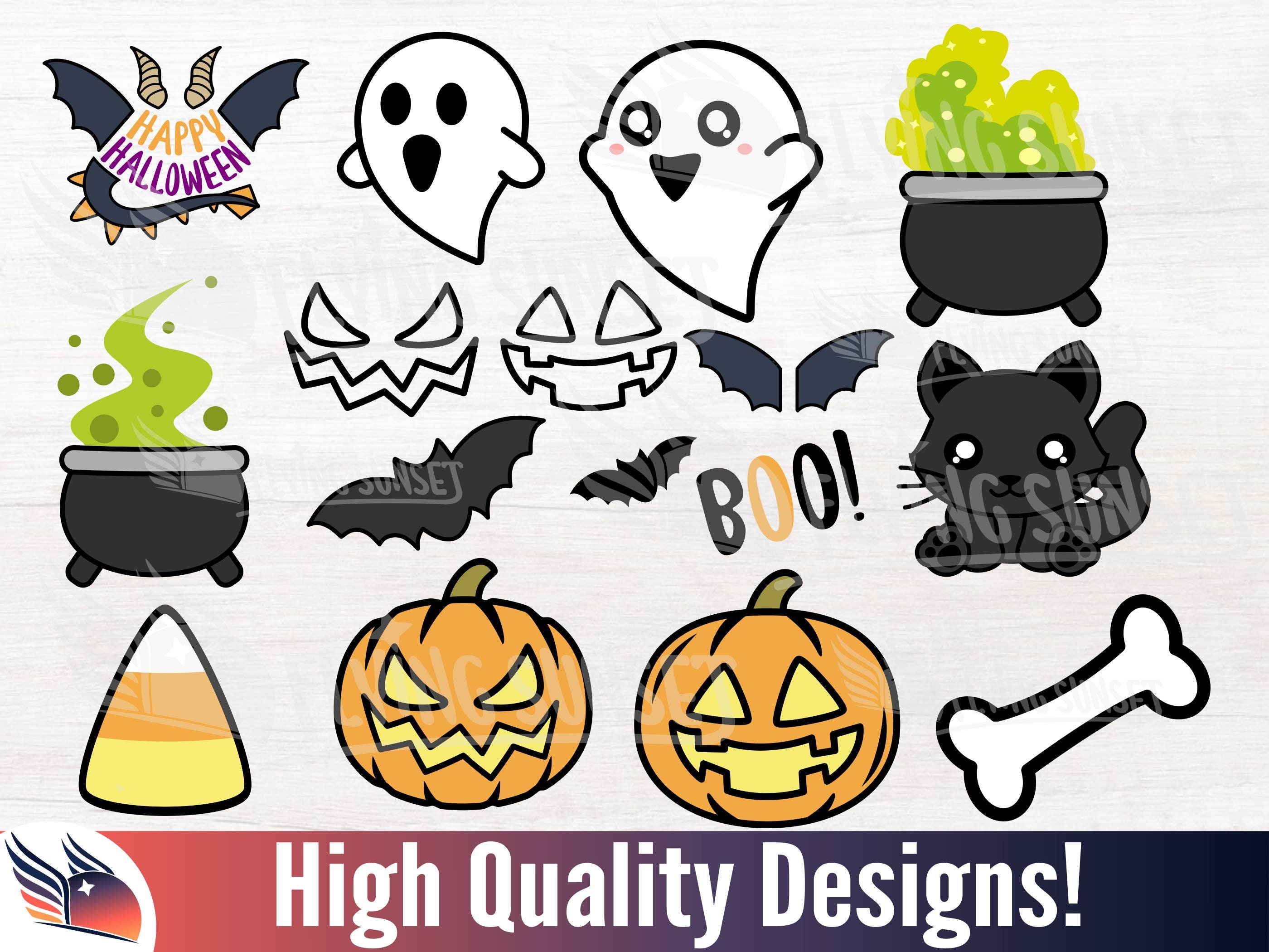 Cute Halloween SVG Halloween Clipart Bundle Kawaii Halloween - Etsy